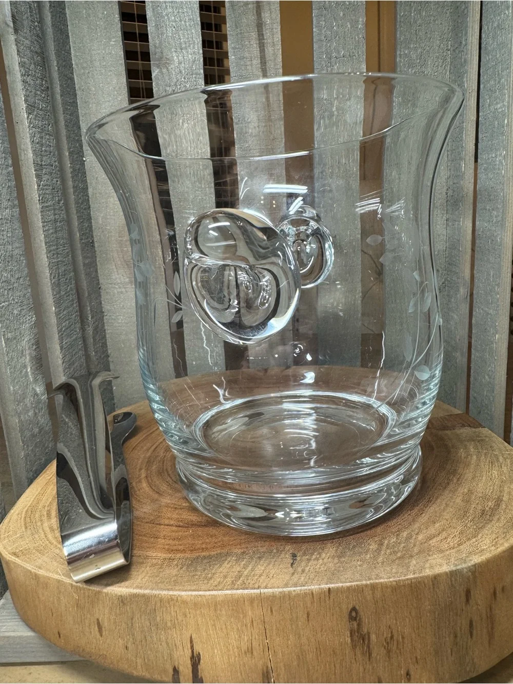 Vintage Princess House Heritage Crystal Ice Bucket with Tongs